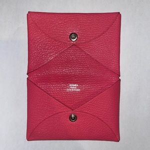 Hermes Calvi Card Holder Pink